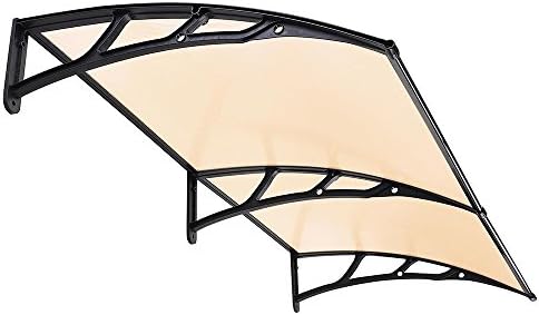 New Black Strip ( Brown Clear Sheet) 80''x40'' Door Window Outdoor Awning Polycarbonate Patio Sun Shade Cover Canopy