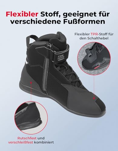 KEMIMOTO Men's Motorcycle Shoes, CE Certified, Motorcycle Shoes, Reinforced Gear Lever Pad Made of TPR Material, Motorcycle Boots Men Breathable and Wear-Resistant, Ankle Protection