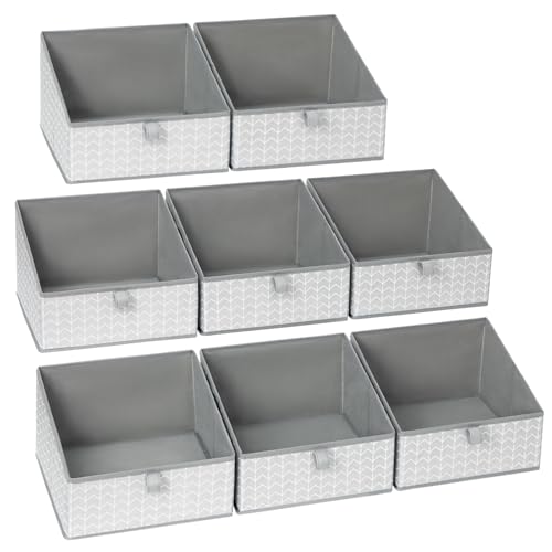 DIMJ Closet Storage Bins 8 Pack - Fabric Trapezoid Closet Organizer Bin, Foldable Storage Baskets for Shelves, Shelf Organizer, Clothing Box for Toys, Books, Towel, Clothes