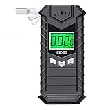JASTEK Breathalyzer Rechargeable Breath Alcohol Tester High-Accuracy Digital Alcohol Breathalyzer LCD Screen with 10 Mouthpieces - Dark Gray