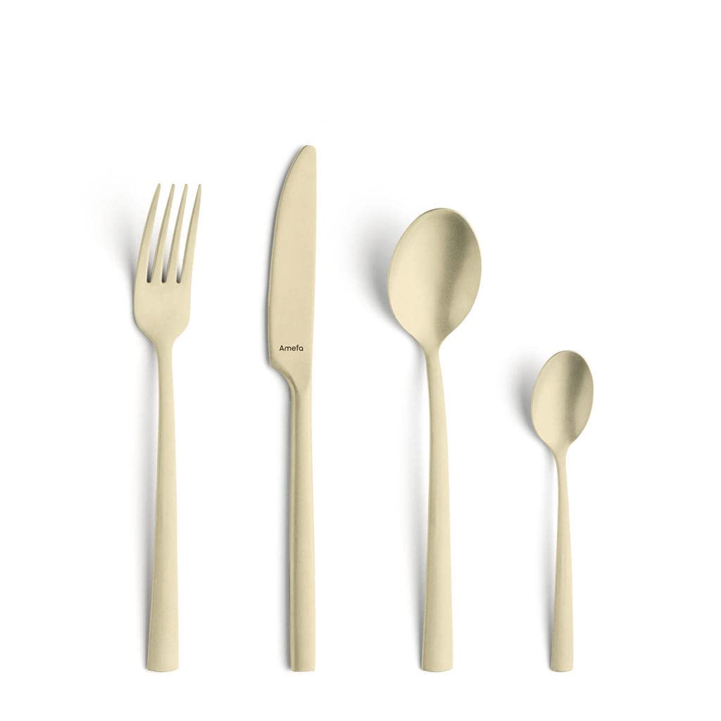 AMEFA Manille Cutlery Set 16 Pieces Champagne | Stainless Steel 18/0 Flatware Set for 4 | Vintage Design with Champagne PVD Coating | Dishwasher Safe