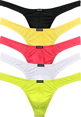 iKingsky Men's Low Rise Thong Sexy T-Back Mens Underwear (Medium, 5 Pack-C)
