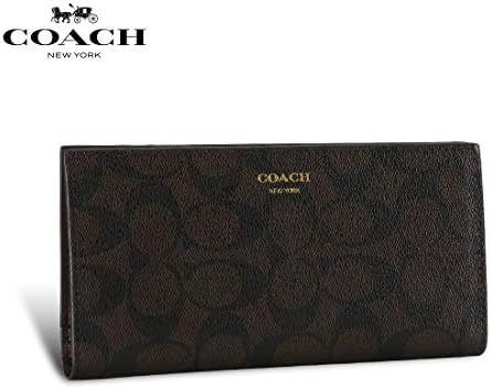 Coach Men's Wallets Leather Breast Pocket Wallet Long Slim Bifold Wallet Credit Cards Holder Zip Coin Pouch Purse Travel Gents Black Brown F74599 (Brown)