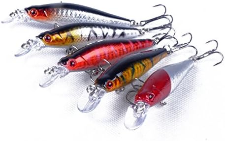 Sareepe 5 Pcs Fishing Lures Lifelike Diving Bait Hooks 8cm