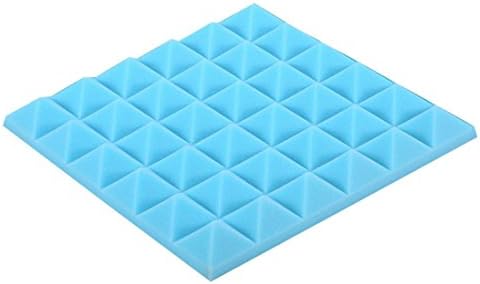 Yeefant Colorful 3D 6 Row Pyramid Acoustic Foam Panel Sound Stop Absorption Sponge Studio KTV Soundproof Home Decor Art for Bedroom Bathroom Living Room TV Background,12x12x2 Inch,Blue