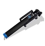 22ctech Extendable Bluetooth Selfie Stick Foldable Adjustable Phone Holder with Built-in Remote Shutter for Iphone 6s,6,5s, Android and Other Smartphones - Blue