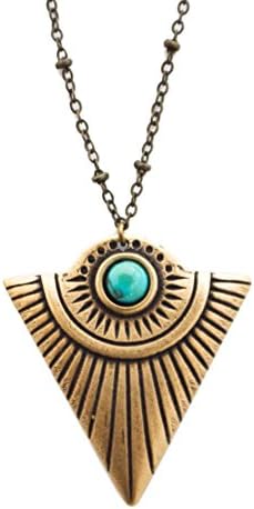 Artemis Triangle Shield Necklace with Turquoise (Gold)