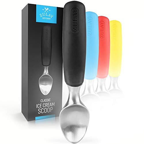 Zulay Heavy Duty Ice Cream Scoop Stainless Steel Ice Cream Scooper With NonSlip Rubber Grip