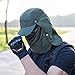 Crytech 3-in-1 Uv Sun Protection Fishing Cap Breathable Bonnie Bucket Hat with Visor Brim Safari Cap with Face Cover Removable Neck Face Flap Gardener Hat Golf Baseball Hat for Women Men (Army Green)thumb 3
