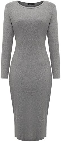 [Deal Of The Day]Creti Women Classic Slim Fit Long Sleeve Midi Dress