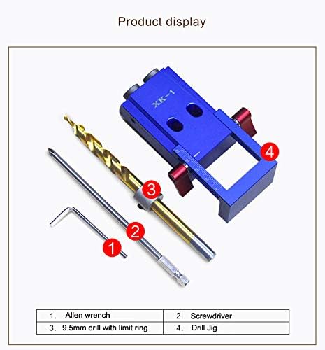 New Blue Aluminum Pocket Hole Drill Jig Kit with Step Drilling Bit Woodworking Cutter Tool Set - Image 3