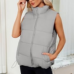 Century Star Grey Gray Puffer Vest for Women's