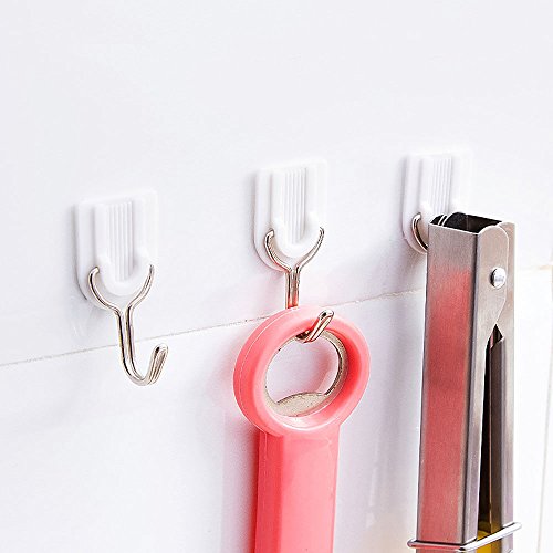 Ya Jin Adhesive Hook Utility ABS Traceless Hook for Wall Door Bathroom Kitchen, Pack of 12 pcs