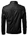IDARBI Mens Long Sleeve Premium Stand Collar Zip Up Faux Leather Jacket