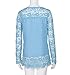 PHOTNO Fashion lace chiffon blouse long sleeve shirt women loose cotton tops t shirts S-XXXXXL (XXXL, Light blue)