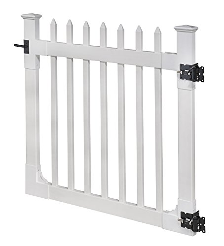 WamBam Nantucket Vinyl Picket Gate with Stainless Steel Hardware, 48" High by 48" Wide