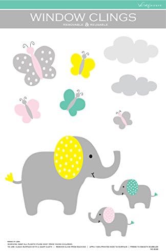 Elephants and Butterflies Nursery Window Cling (No.8268)