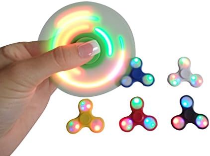24 - Pack LED Light Up Fidget Spinner Tri - Spinner EDC Toys For Adults &amp; Kids | Durable 3D Plastic , Smooth Round Edges &amp; Bright LED Lights | Ease Anxiety &amp; Stress