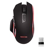 VEGCOO C7 Wireless Gaming Mouse, Silent Click Mouse With Adjustable 2400DPI 7 Buttons for Computer Laptop Macbook (Black)