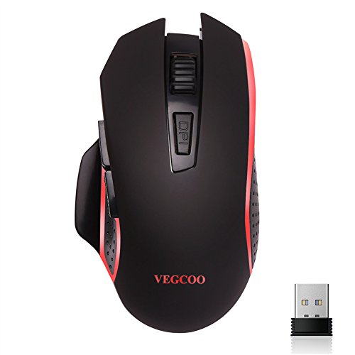 VEGCOO C7 Wireless Gaming Mouse, Silent Click Mouse With Adjustable 2400DPI 7 Buttons for Computer Laptop Macbook (Black)