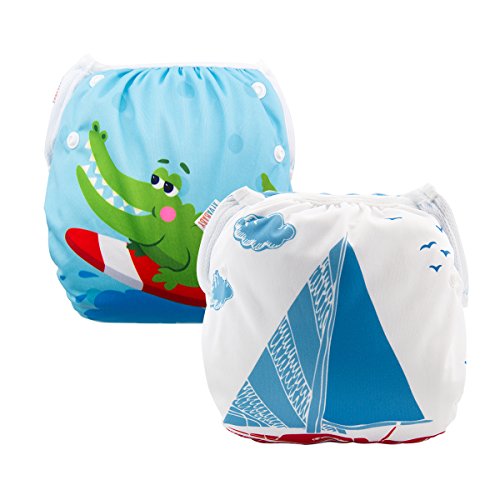 ALVABABY Swim Diapers 2pcs Reuseable Adjustable or Baby Gifts
