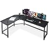 Coleshome 66″ L Shaped Gaming Desk, Corner Computer Desk, Sturdy Home Office Computer Table, Writing Desk, Larger Gaming Desk Workstation, Black
