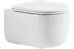 Round Wall Mount Toilet Bowl Only, Los Flexi Compact Bowl For Toilet System with Rimless Tornado Flushing, Easy Clean Wall Hung Toilets, Adjustable Height Modern Toilets