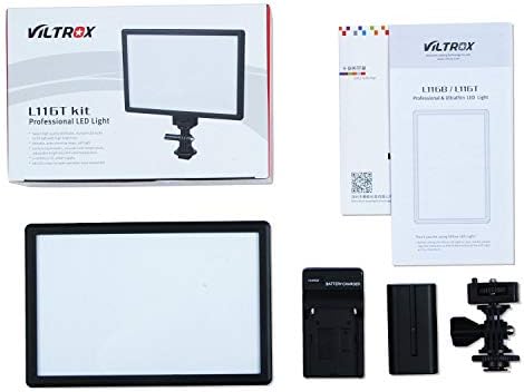 VILTROX L116T RA CRI95 Super Slim LED Light Panel,3300K-5600K LED Video Light Panel, LCD Display Screen,Color Temperature and Brightness can be Adjusted with NP-F550 Lithium Battery 4 41sPrR0iAfL. AC