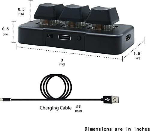 PCsensor 3 Key Mini Keypad Wireless USB 2 in 1 Mechanical Gaming Macro Keyboard Customized Programmable OSU Keypad with RGB Led for PC Gaming OSU Office Work HID