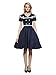Maggie Tang 50 60s Rockabilly Vintage Gossip Girl Swing Gown Dress Navyblue S