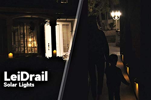 LeiDrail Solar Step Lights Outdoor Deck Fence Stair 1800K Warm Light Sun Powered LED Illuminated Landscape Lighting Waterproof for House Yard Garden Post Black - 2 Pack - Thumbnail 6