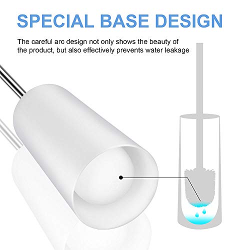 Glendan Toilet Brush and Holder,3 Pack Upgraded Modern Design with 304 Stainless Steel Long Handle and Kinsky Strong Bristles,Bathroom Toilet Bowl Brush Set-Ergonomic, Elegant,Durable