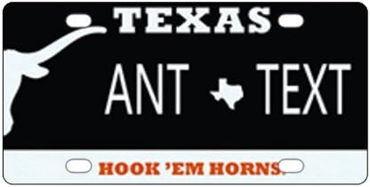 EnnE Personalized Monogrammed License Plate Cover with Any Text Custom Auto Car Tag 12 Inch X 6 Inch - Texas Hook'Em Horans