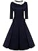 ReoRia Women's 50s Style 3/4 Sleeve Rockabilly Pinup Vintage Dress (Premium)