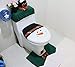 Ohuhu Snowman Toilet Seat Cover and Foot Mat Set for Christmas Decorations, Green