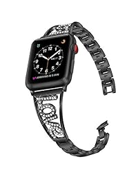 Correa de repuesto para Apple Watch de 1.496 in y 1.654 in para mujer con diamantes de imitación para IWatch serie 1 Serie 2 Serie 3 Series 4, Sport, Nike+, Edition., 38 mm