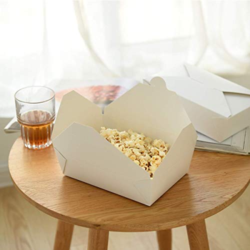 Take Out Boxes 71 Oz White Chinese Take Out Containers 40 Pack Microwaveble Folding Natural Food Boxes for Food Take Out Boxes Ideal Leak and Grease Resistant Food Containers for Restaurants