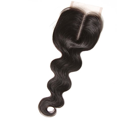 B&F Hair Brazilian Virgin Hair 1piece Body Wave Middle Part Lace Closure 100% Human Hair Natural Color 30-35g/pc (16inch Closure)