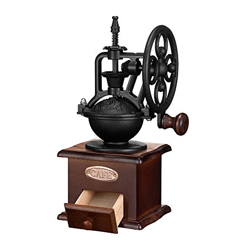 Manual Coffee Grinder,IMAVO Vintage Style Wooden Coffee Grinder Roller Grain Mill Hand Crank Coffee Grinders - Thumbnail 2