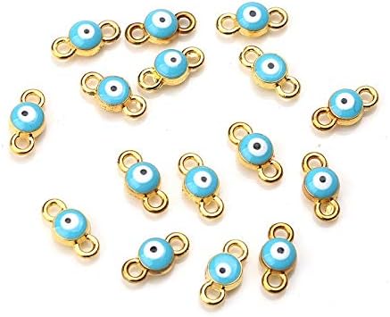 Blue Stones 20pcs/lot 612mm Fashion Evil Eye Connector Resin Bead Alloy Charms Pendant for Necklace Bracelet Jewelry Making