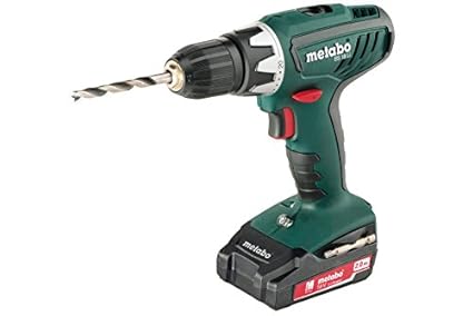 Metabo 602116530 BS 18 Li Akku-Bohrschrauber BS18Li im Koffer 18V/2,0 2Akku, SC60Plus, 18 V, Schwarz, Grün, Rot