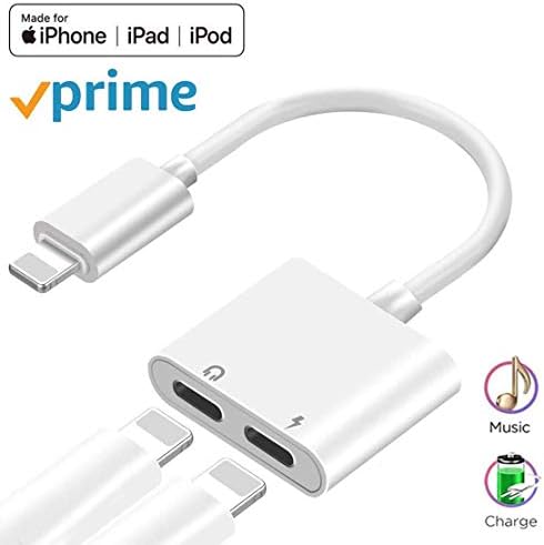 Headphone Adapter for iPhone Adaptor 7/7Plus/8/8Plus/X/XR/XS Car Charger Cables [Audio+Charge+Call+Volume Control] Charger Cables & Audio Connector Dongle Adaptor Support for iOS 12 or up