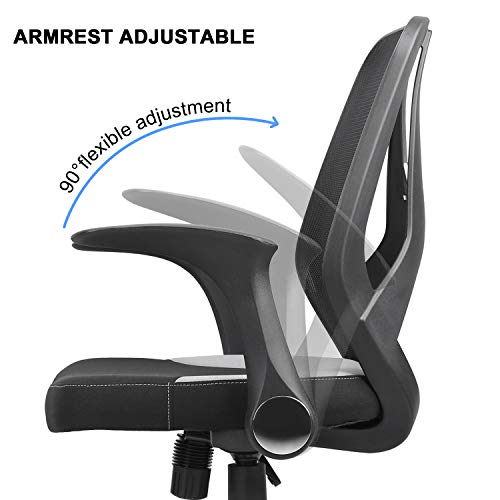 mysuntown Mid-Back Office Mesh Chair,Task Chair with Adjustable Height & Flip-Up Armrests, Executive Swivel Chair, Black