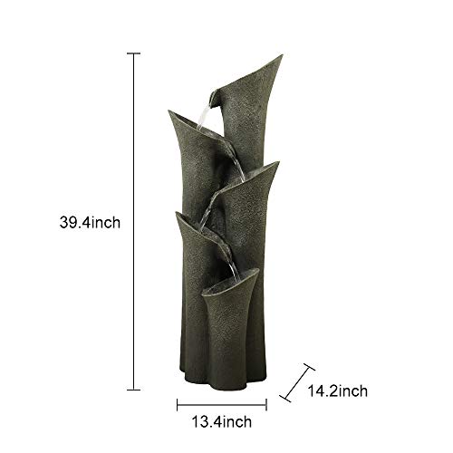 PeterIvan Floor-Standing Fountains - 39 1/2" 5-tiered Cylindrical Cascading Water Fountain with LED Lights for House, Garden, Patio, Yard Decor, Water Fountains Outdoor Features Vision&Audition Relax - Thumbnail 7