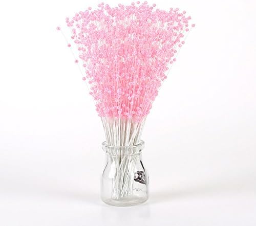 100pcs/Lot ABS Pearl Spurting Beads Sticks Bridal Wedding Bouquet Cakes Toppers Party Supplies Decoration (pink)