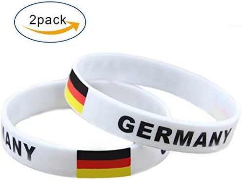 Nasizon Football Bracelets For World Cup 2018 Soccer Silicone World Cup National Flag Bracelets Unisex Rubber Band Fashion Wristbands (2 pack) (Germany)