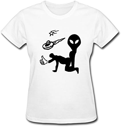 Momoco Women's Alien And UFO O-neck T-shirts White