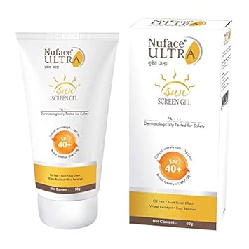 Nuface Ultra Sunscreen SPF 40+ Gel | Oil free Sunscreen, water resistant, pool resistant | Matte finish effect |UVA & UVB Protection |PA+++ - 50 gm