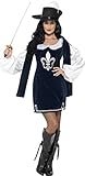 Smiffys Women's Musketeer Female Costume, Dress and Hat, Tales of Old England, Serious Fun, Size 6-8, 43416