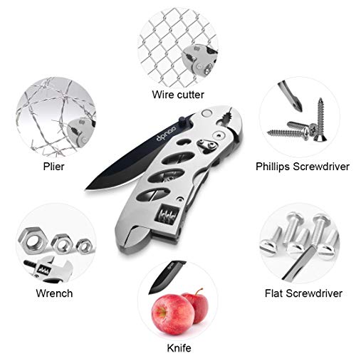 DPNAO Multi Plier 7 in 1 Multitool Kit/Hand Tools Wrench/Portable Folding Wire Cutter/Multifunctional Screwdriver Adjustable Multi-Functional Pocket Survival Driver Bits Nylon Sheath - Thumbnail 2
